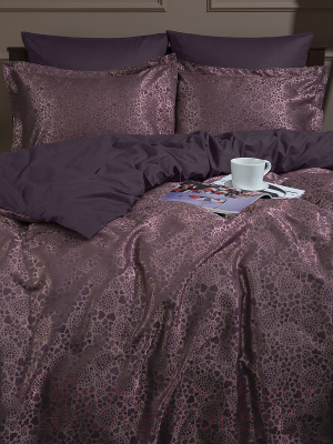 Комплект постельного белья Buenas Noches Сатин жаккард Tutti Евро / 49137 (бордовый)