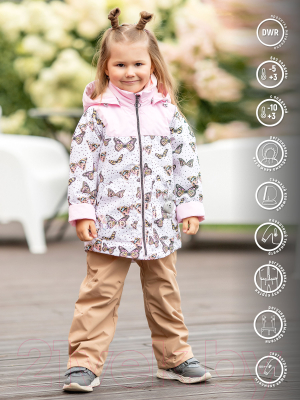 Комплект прогулочной детской одежды Batik Сима со снудом 510-23в (р.98-56, розовый/бабочки)