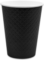 Набор бумажных стаканов Паксервис 250мл / DW80-280 (75шт, вафельный черный) - 