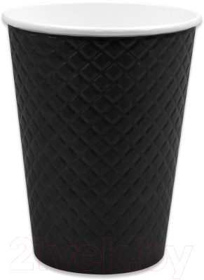 Набор бумажных стаканов Паксервис 250мл / DW80-280 (75шт, вафельный черный)