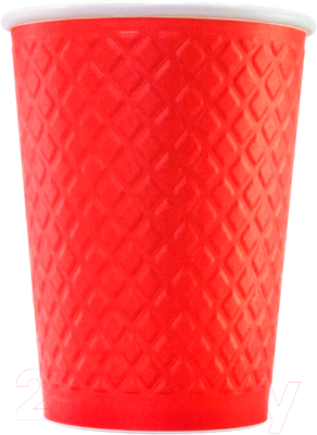 Набор бумажных стаканов Паксервис 250мл / EM80-280 (75шт, вафельный красный)