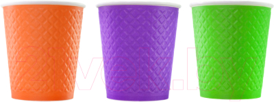 Набор бумажных стаканов Паксервис 250мл / EM80-280 (75шт, вафельный разноцветный)