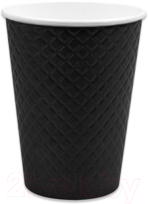 Набор бумажных стаканов Паксервис 300мл / EM90-430 (400шт, вафельный черный)