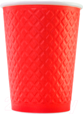 Набор бумажных стаканов Паксервис 300мл / EM90-430 (50шт, вафельный красный)