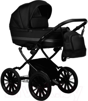 Детская универсальная коляска INDIGO Aveo Eco Plus 14 2 в 1 (Ae 02, черный/кожа)