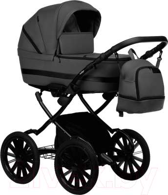 Детская универсальная коляска INDIGO Aveo Eco Plus 14 2 в 1 (Ae 06, темно-серый/кожа)