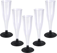 Набор одноразовых стаканов Паксервис ПС 180мл / 286698 (30шт, прозрачный/черная ножка) - 