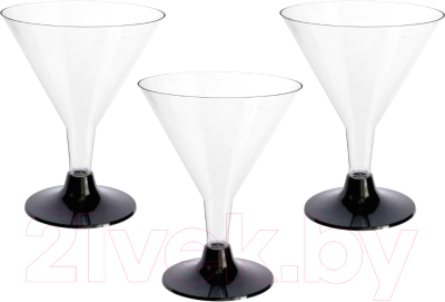 Набор одноразовых бокалов Паксервис Кристалл ПС для мартини 100мл / 287364 (30шт, прозрачный)