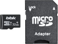Карта памяти BBK MicroSDHC UHS-I Class 10 32GB + SD адаптер (032GHCU1C10A) - 