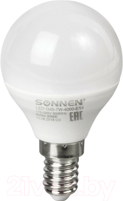 Набор ламп Sonnen LED 7(60)Вт Е14 G45-7W-4000-E14 / 880792 (10шт, нейтральный белый)