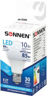 Набор ламп Sonnen LED 10(85)Вт Е27 A60-10W-4000-E27 / 880794 (10шт, нейтральный белый)
