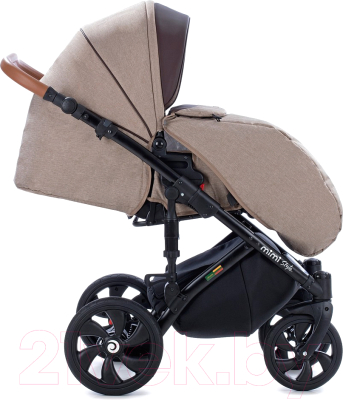 Детская универсальная коляска Tutis Mimi Style 3 в 1 (бежевый лен/кожа коричневая)