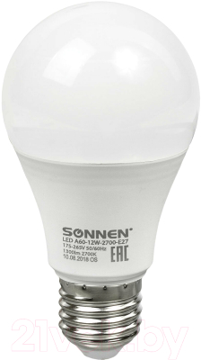 Набор ламп Sonnen LED 12(100)Вт Е27 A60-12W-2700-E27 / 880795 (10шт, теплый белый)