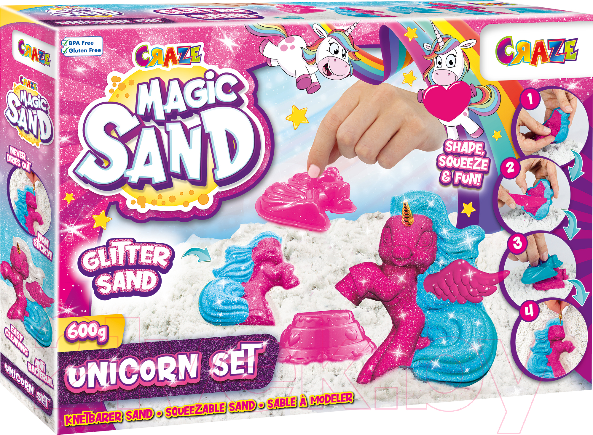 Набор для лепки Craze Magic Sand Сверкающий единорог / 29725