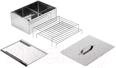 Коптильня No Brand Стандарт с поддоном для сбора жира 380x280x170 (нержавеющая сталь 0.8мм)