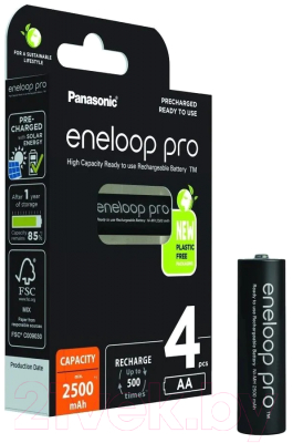 Комплект аккумуляторов Panasonic Eneloop Pro AA 2450mAh / BK-3HCDE/4BE