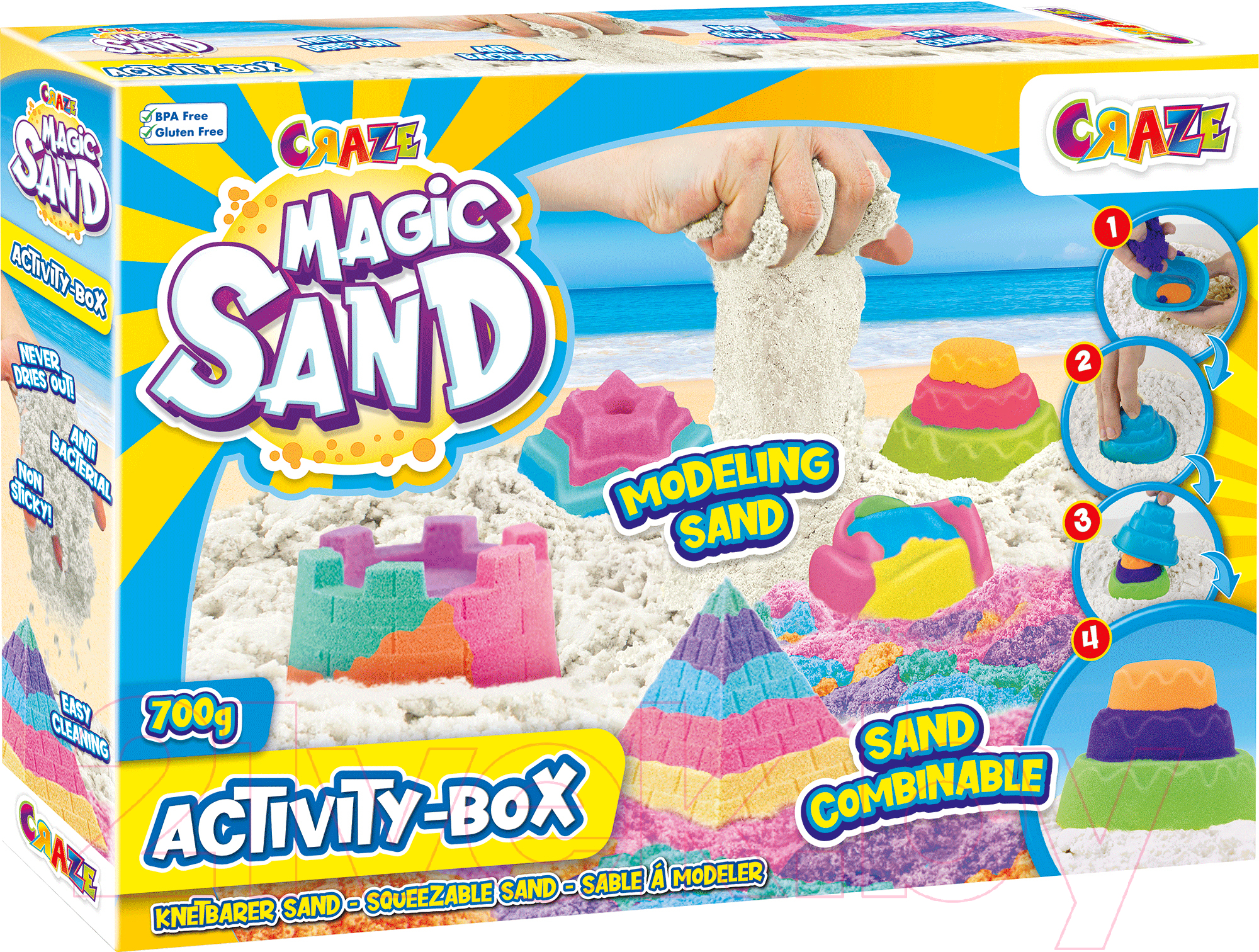 Набор для лепки Craze Magic Sand С формочками и песочницей / 32343