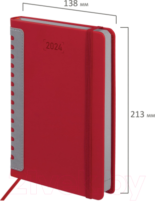 Ежедневник Brauberg Original 2024 / 114941 (бордовый/серый)