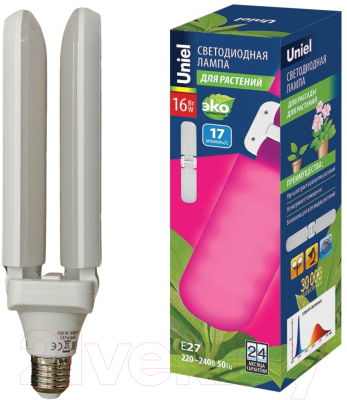 Лампа для растений Uniel LED-P65-16W/SPSB/E27/FR/P2 PLP32WH / UL-00007406