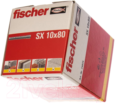 Дюбель распорный FISCHER SX 10x80 24829K (25шт)