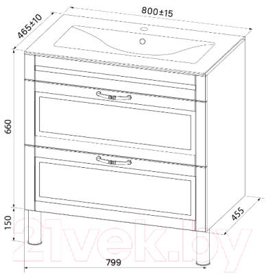 Тумба с умывальником IDDIS Oxford OXF80L0I95K (напольная, светло-серый)