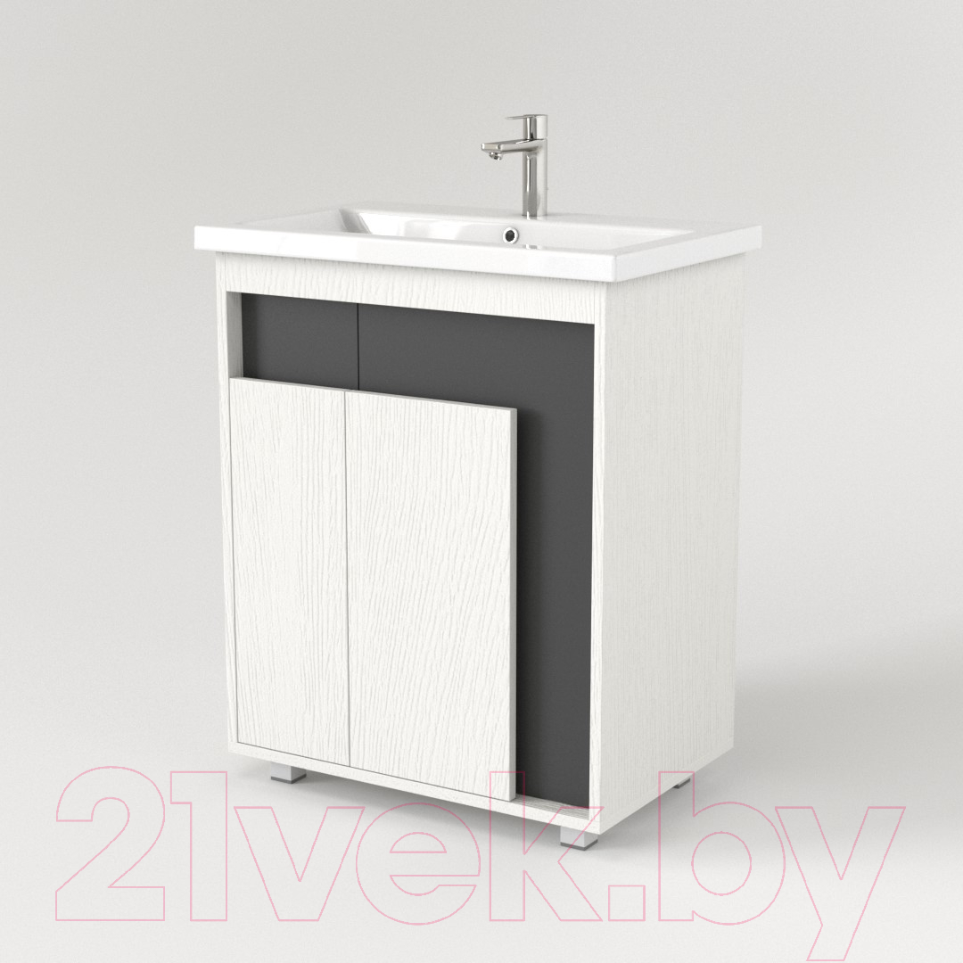 Тумба под умывальник Дабер 015 WeltWasser Deilbach 7517-60 / Т15.6W.0.20 (белый древесный/серый) — фото 2