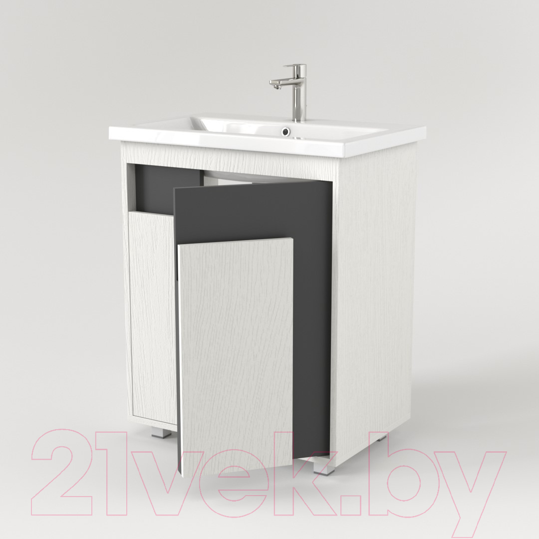 Тумба под умывальник Дабер 015 WeltWasser Deilbach 7517-60 / Т15.6W.0.20 (белый древесный/серый) — фото 3