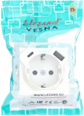 Розетка Lezard Vesna 742-3088-181TC (жемчужно-белый перламутр)