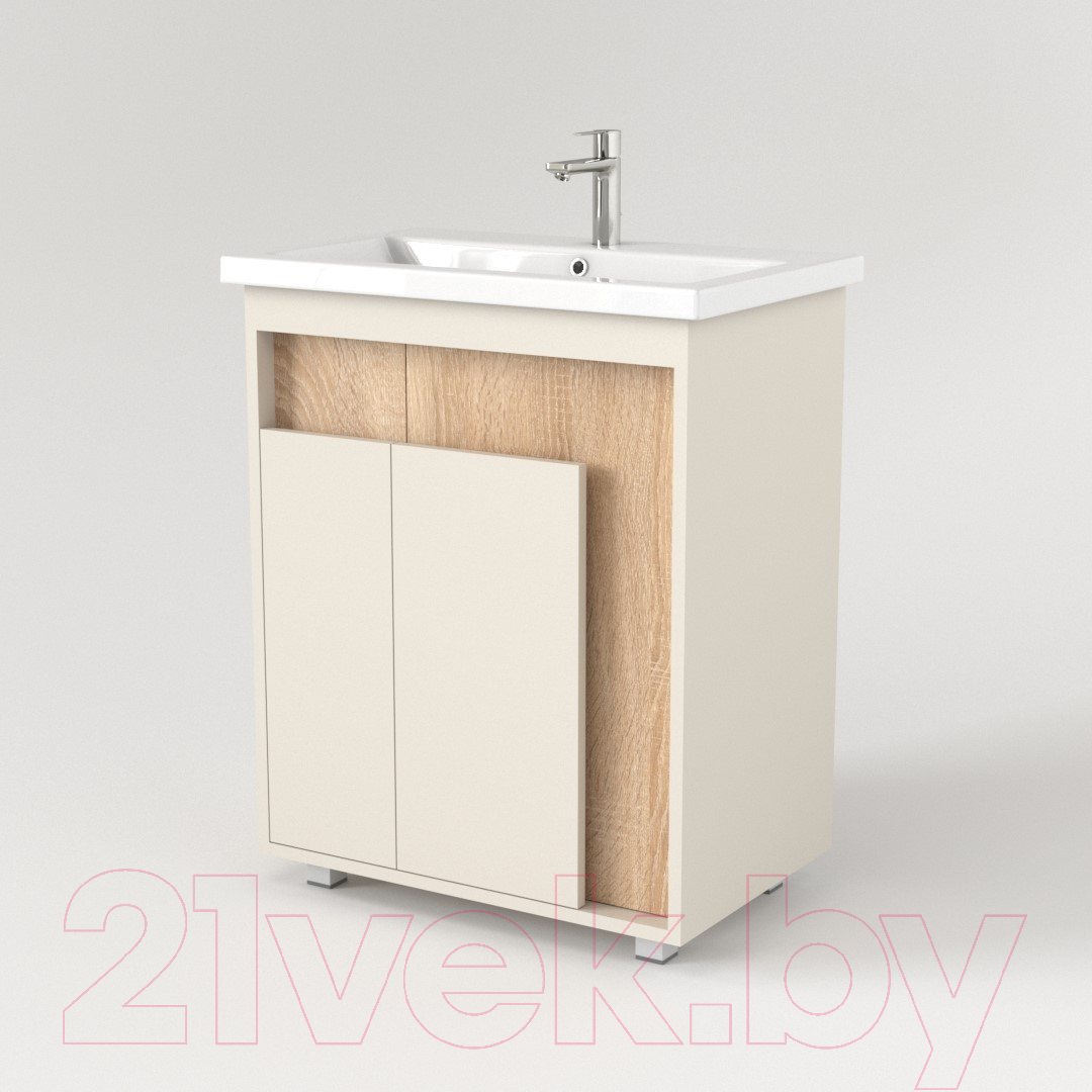 Тумба под умывальник Дабер 015 WeltWasser Deilbach 7517-70 / Т15.7W.0.18 (бежевый/дуб бардолино) — фото 2