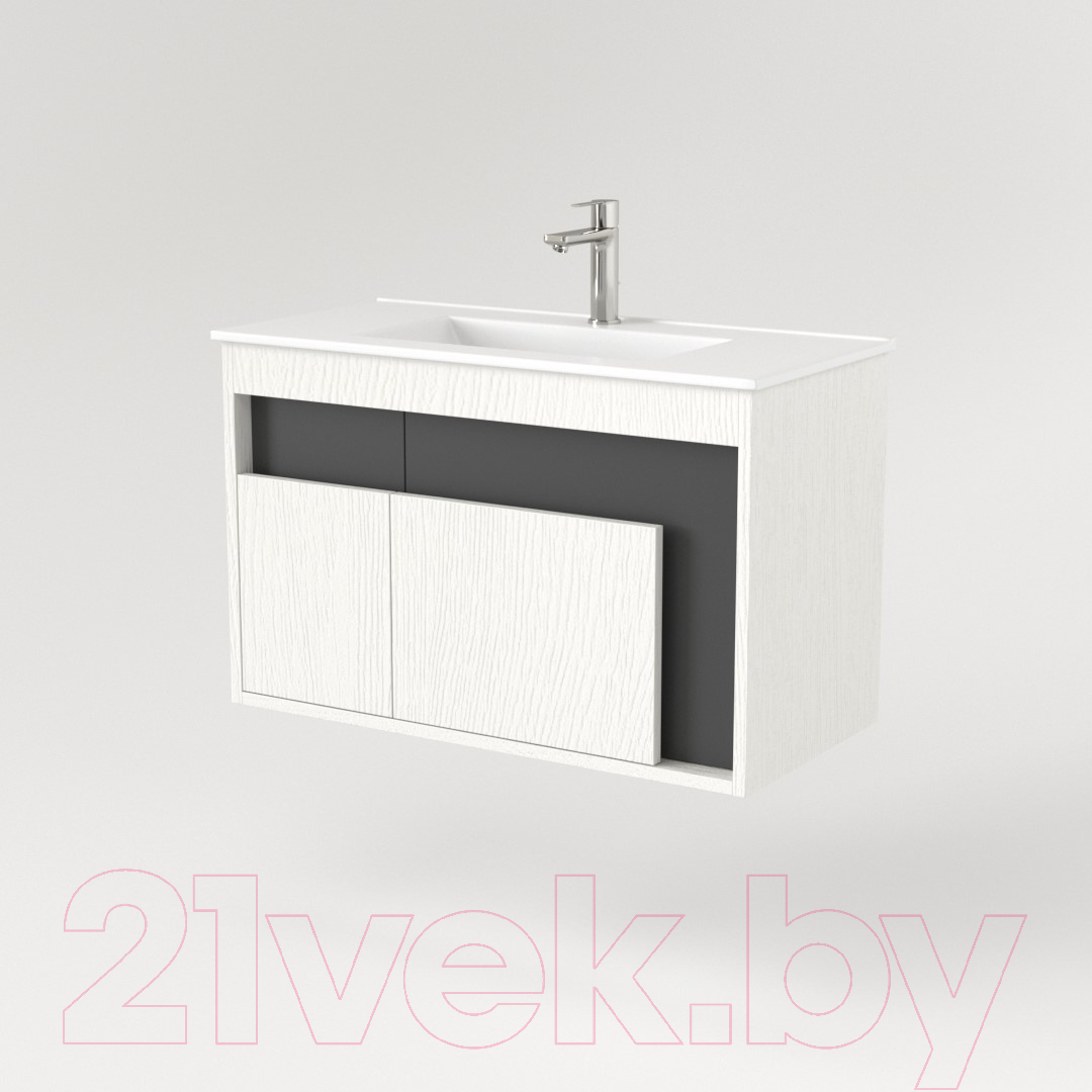 Тумба под умывальник Дабер 016 WeltWasser Deilbach 7517-80 / Т16.8W.0.20 (белый древесный/серый) — фото 2