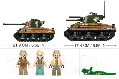 Конструктор Sluban Армия. Танк M38-B1110 / 9590239 (715эл)