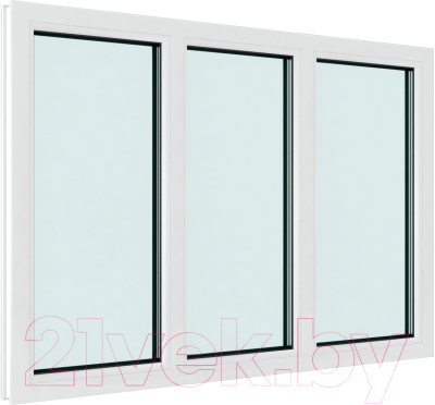Изображение товара Окно ПВХ Rehau Деленное на 3 части глухое 3 стекла (1000x1700x70)