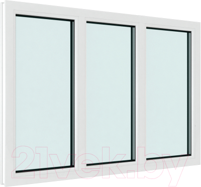 Изображение товара Окно ПВХ Rehau Деленное на 3 части глухое 3 стекла (1100x1800x70)