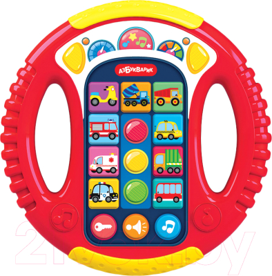 Развивающая игрушка Азбукварик Музыкальный руль. Веселые машинки / 3303 (красный)