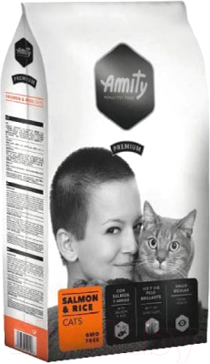 Сухой корм для кошек Amity Premium с лососем и рисом (10кг)