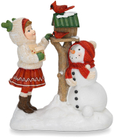 Статуэтка Fissman Девочка со снеговиком у кормушки 0243 - 