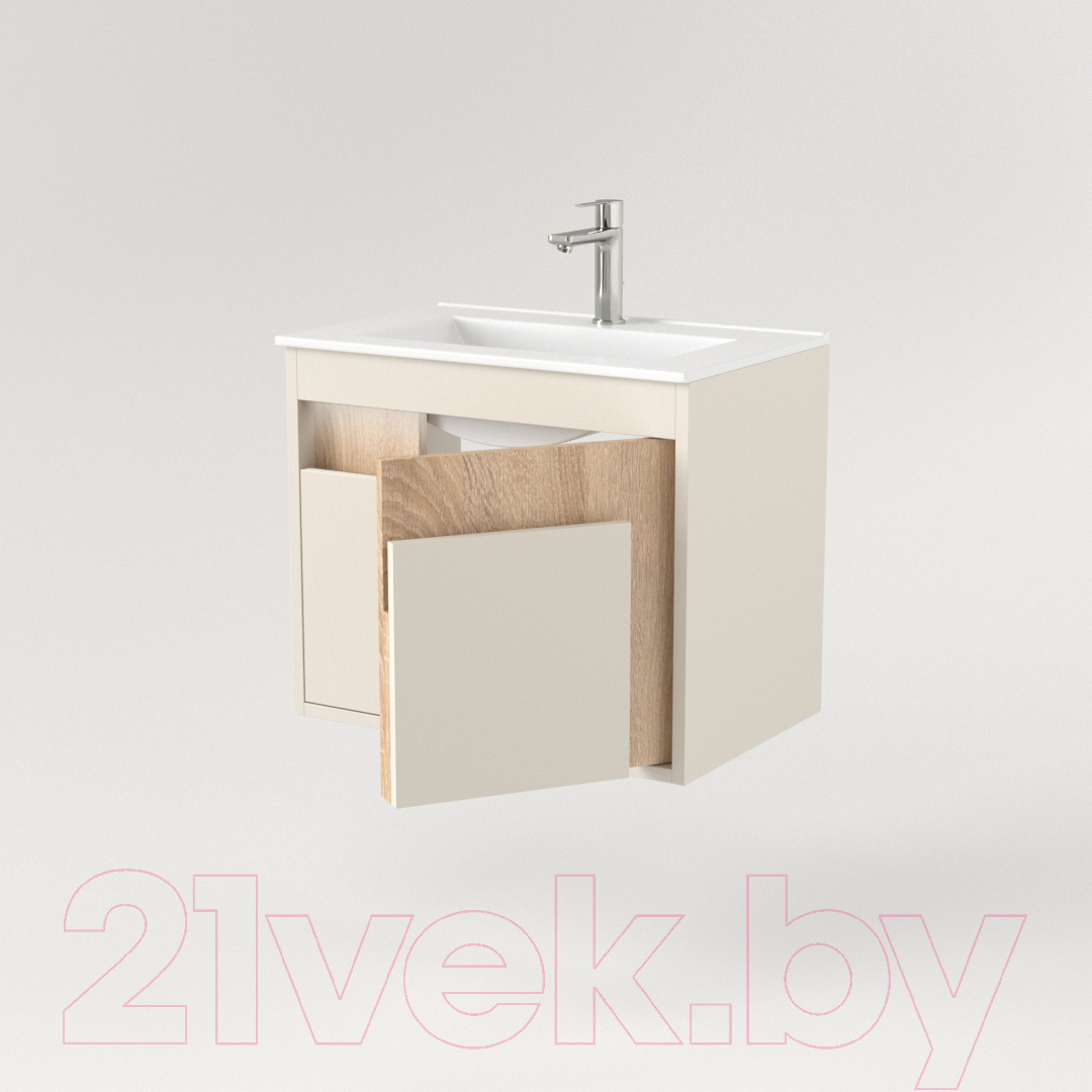 Тумба под умывальник Дабер 016 WeltWasser Deilbach 7517-60 / Т16.6W.0.18_light (с подсветкой, бежевый/дуб бардолино) — фото 3