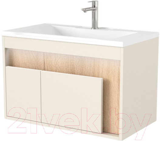 Тумба под умывальник Дабер 016 WeltWasser Deilbach 7517-60 / Т16.6W.0.18_light (с подсветкой, бежевый/дуб бардолино)