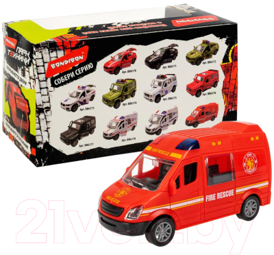 Автомобиль игрушечный Bondibon Микроавтобус пожарный / ВВ6180