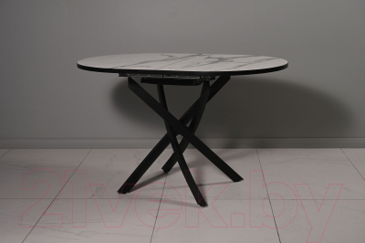 Обеденный стол Мир стульев №31 120x80x30 (мрамор белый/черный муар)