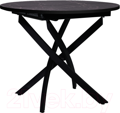 Обеденный стол Мир стульев №31 90x90x30 (мрамор марквина черный/черный муар)