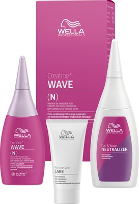 Набор для химической завивки Wella Professionals Creatine+ Wave (N) Лосьон+Фиксатор+Лосьон (75мл+100мл+30мл) - 