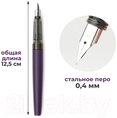 Ручка перьевая Малевичъ С черной тушью и значком / 196432 (фиолетовый)