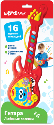 Музыкальная игрушка Азбукварик Гитара. Любимые песенки 3123А (красный)