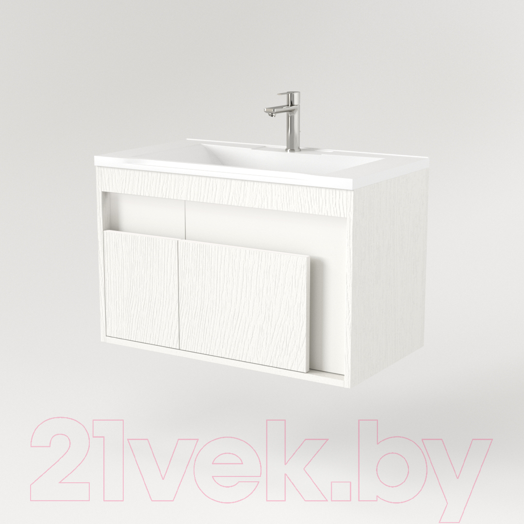 Тумба под умывальник Дабер 016 WeltWasser Deilbach 7517-80 / Т16.8W.0.5_light (с подсветкой, белый древесный) — фото 2