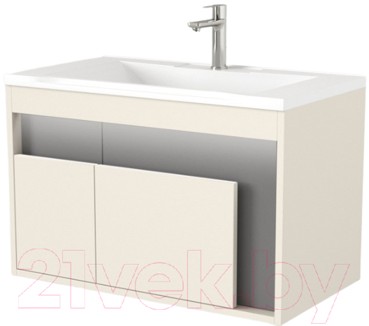Тумба под умывальник Дабер 016 WeltWasser Deilbach 7517-80 / Т16.8W.0.19_light (с подсветкой, бежевый/серый)