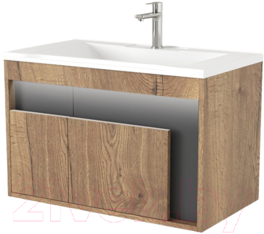 Тумба под умывальник Дабер 016 WeltWasser Deilbach 7517-80 / Т16.8W.0.22_light (с подсветкой, дуб галифакс/серый)