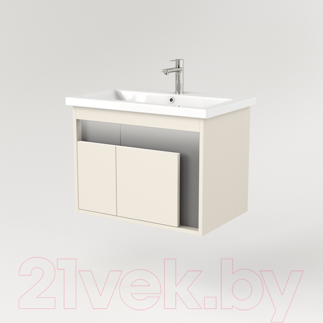 Тумба под умывальник Дабер 016 Cersanit Como 70 / Т16.7C.0.19_light (с подсветкой, бежевый/серый) — фото 2