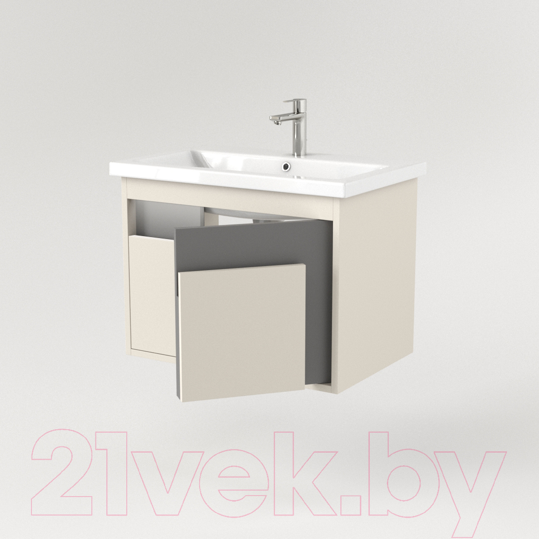 Тумба под умывальник Дабер 016 Cersanit Como 70 / Т16.7C.0.19_light (с подсветкой, бежевый/серый) — фото 3