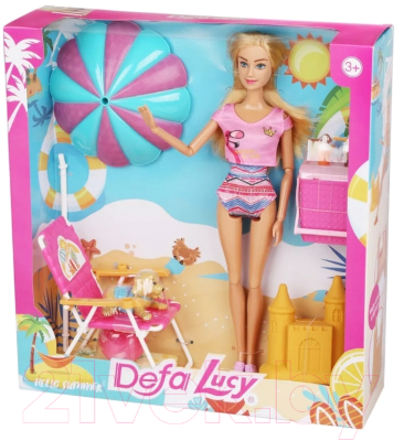 Кукла с аксессуарами Defa Lucy Пляжный отдых / 8475 (розовый)